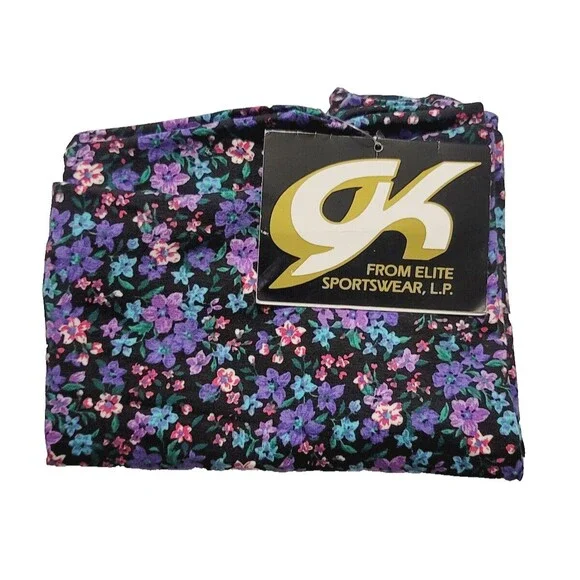 GK Elite VTG Field of Flowers Cotton Blend LS Leotard Bodysuit Purple AS Adult S - Picture 6 of 16